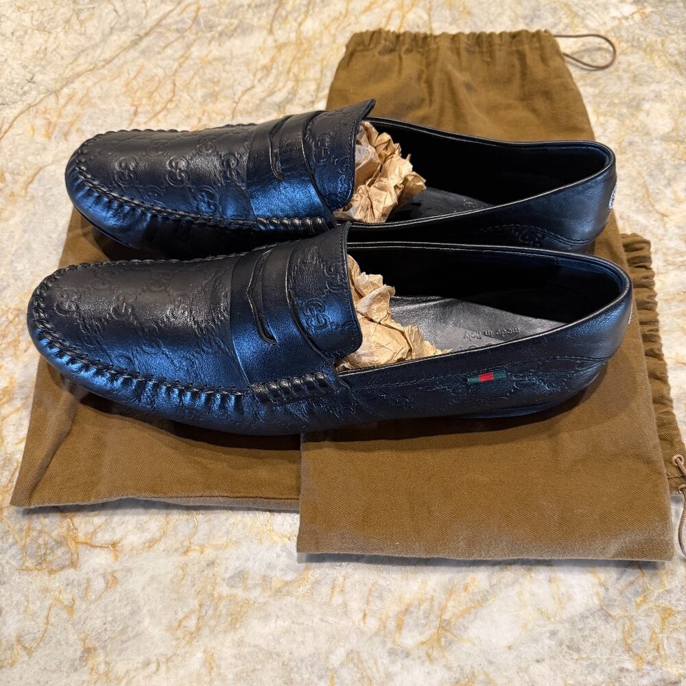 Gucci Web Accent Leather Dress Loafers